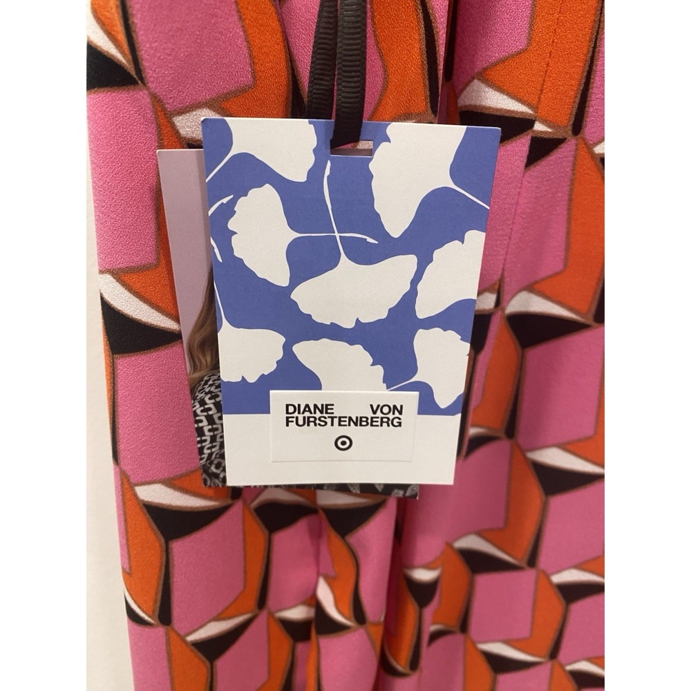 Diane Von Furstenberg Target Dress Pink Retro Modern Geo Mini Dress Size 24 New - Picture 16 of 16